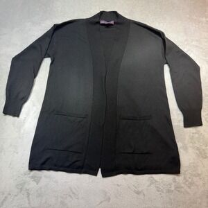 Gloria Vanderbilt Black Open Front Cardigan Pocket's Classic layer Womens Medium